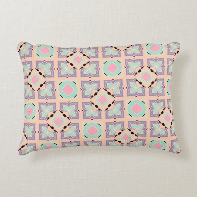 Pastel Geometric Tile Pattern | Pink Mint Purple  Accent Pillow (Front)
