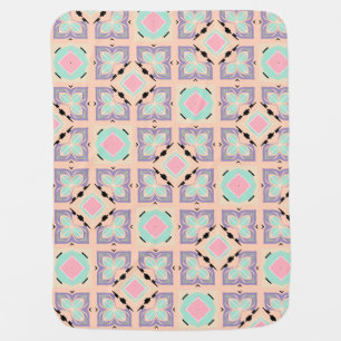 Pastel Geometric Tile Pattern Pink Mint Purple Baby Blanket