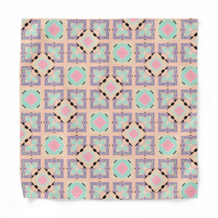 Pastel Geometric Tile Pattern Pink Mint Purple Bandana