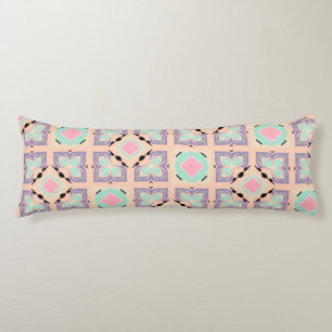 Pastel Geometric Tile Pattern Pink Mint Purple Body Pillow