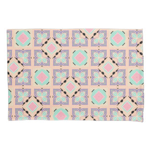 Pastel Geometric Tile Pattern Pink Mint Purple Pillow Case
