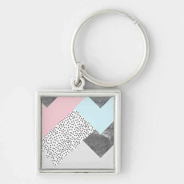 Pastel Geomtric Marble Dotted Design Keychain (Front)