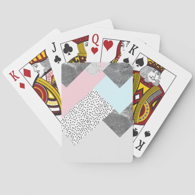Pastel Geomtric Marble Dotted Design Poker Cards (Back)