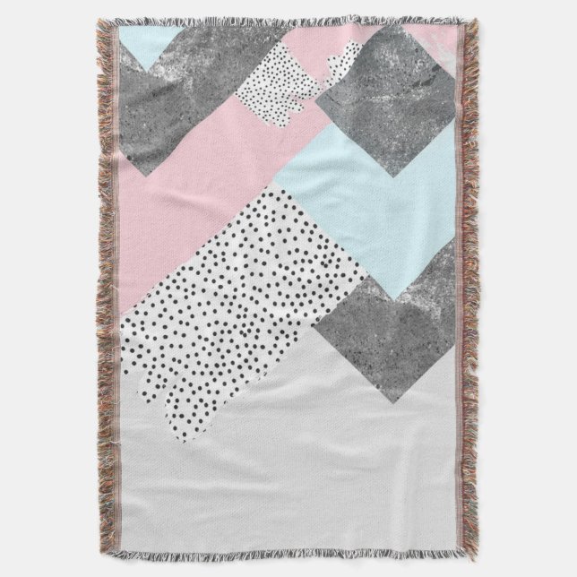 Pastel Geomtric Marble Dotted Design Throw Blanket (Front Vertical)