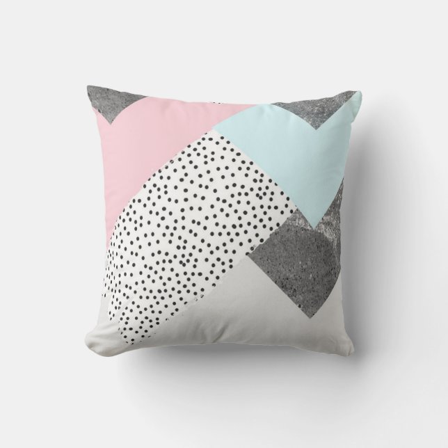 Pastel Geomtric Marble Dotted Design Throw Pillow (Front)