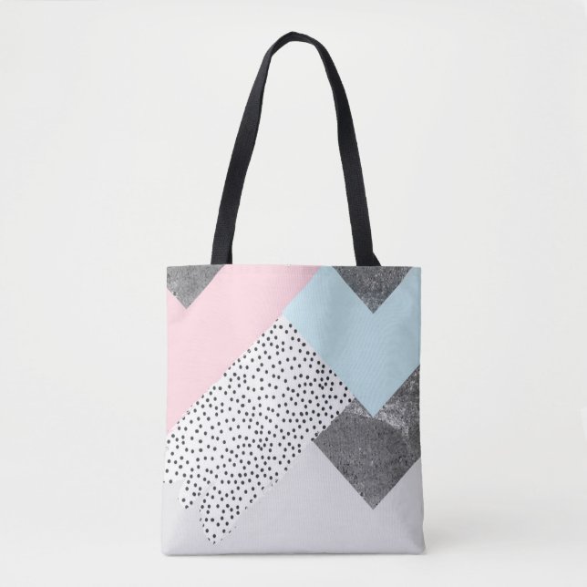 Pastel Geomtric Marble Dotted Design Tote Bag (Front)