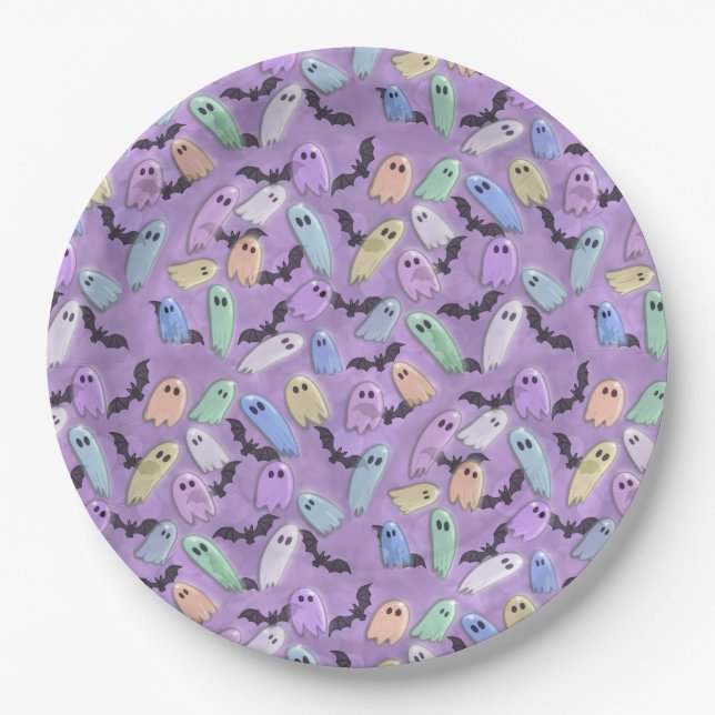 Pastel Ghost Party Paper Plates (Front)