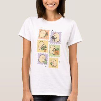Pastel Ghost Postage Stamp Cute Halloween Collage