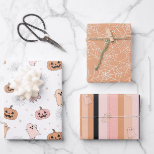 Pastel Ghosts & Stripes Halloween Mix ID1330 Wrapping Paper Sheets
