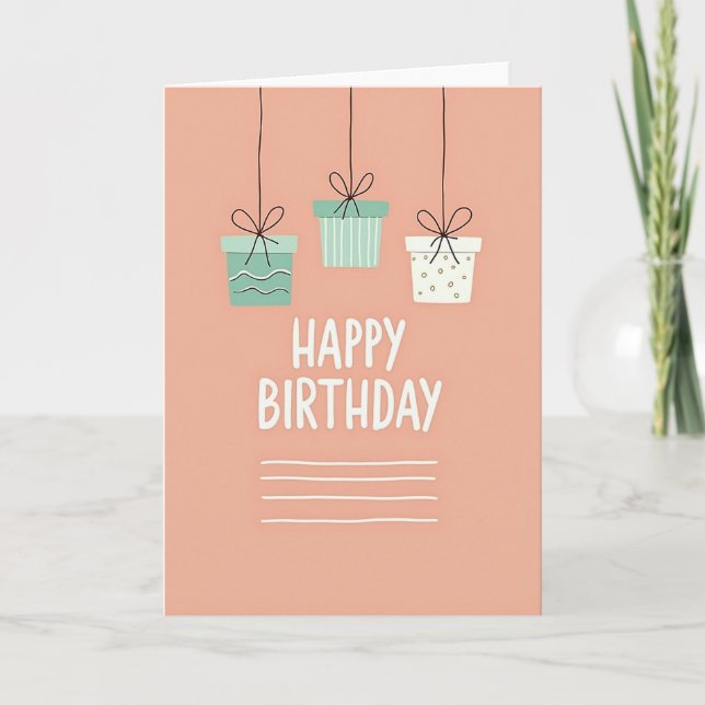 Pastel Gift Boxes Birthday Card (Front)
