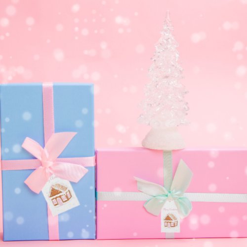 Pastel Gingerbread House Christmas Gift Tag
