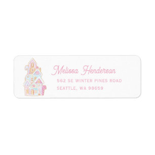 Pastel Gingerbread House Cookie Label