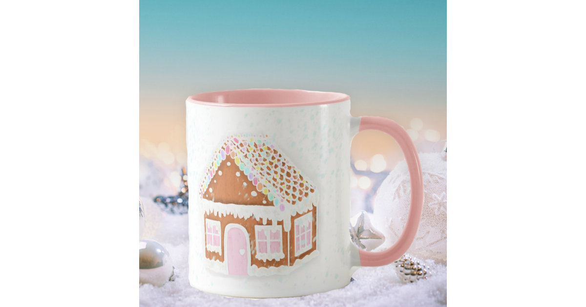 Gingerbread house mug/ Pink Gingerbread mug