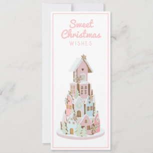 Pastel Gingerbread Sugar Castle Cake Holiday Card