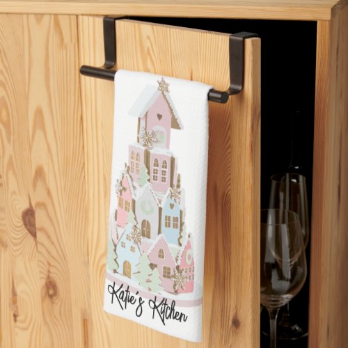 Pastel Gingerbread Sugar Castle Cake Kitchen Towel