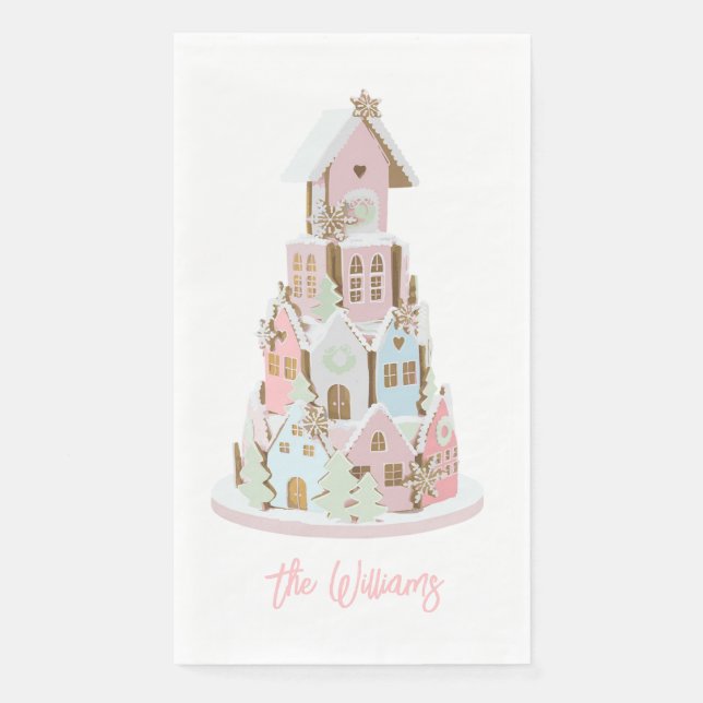 Pastel Gingerbread Sugar Castle Cake Paper Guest Towels (Front)