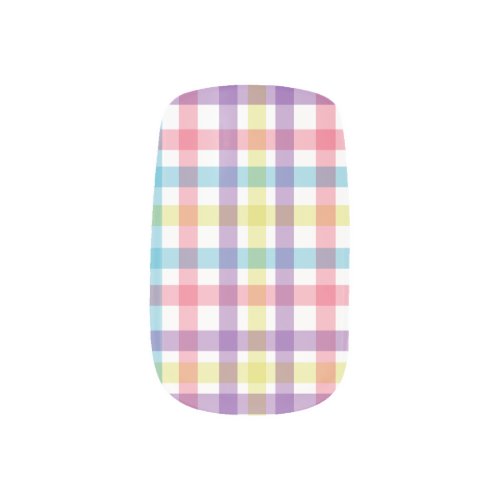 Pastel Gingham Nail Art