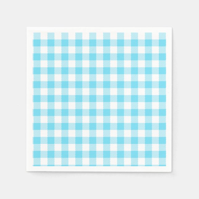 Pastel Gingham Napkins Blue (Front)