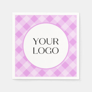 Pastel Gingham Napkins Your Logo Here Purple