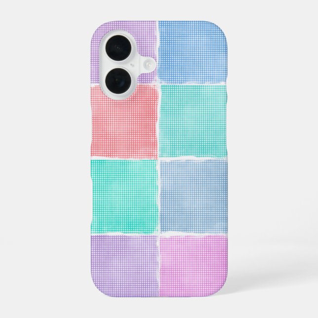 pastel gingham patchwork blocks iphone case (Back)