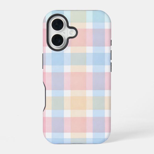 Pastel Gingham – Soft Watercolor Pattern iPhone Case (Back)