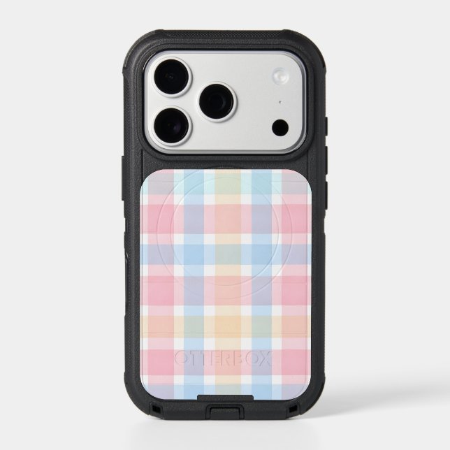 Pastel Gingham – Soft Watercolor Pattern Otterbox iPhone Case (Back)