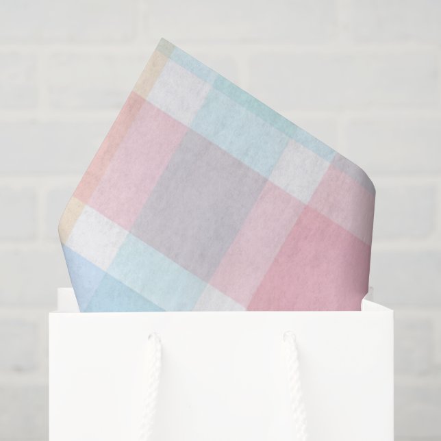 Pastel Gingham – Soft Watercolor Pattern Tissue Paper (Gift Bag)