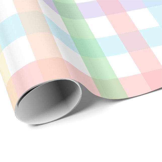 Pastel Gingham Stripes Wrapping Paper (Roll Corner)