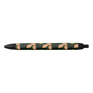 Pastel Ginko Leaves on Black background Pen