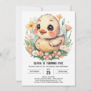 Pastel Girl Duck Birthday Invitation