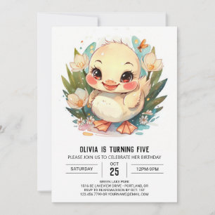  Pastel Girl Duck Birthday Invitation