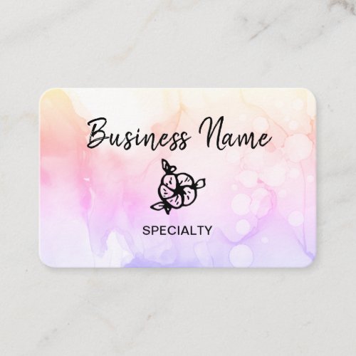  Pastel Girly Abstract Ombre Peach Logo QR code Business Card