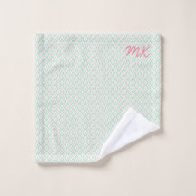 Pastel Girly Green & Pink Pattern With Initials