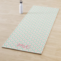 Pastel Girly Green & Pink Pattern With Initials