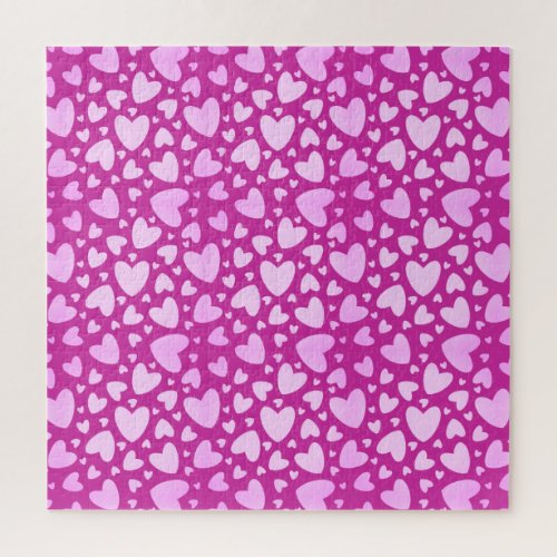 Pastel Girly Love Hearts  Impossible Hot Pink Jigsaw Puzzle