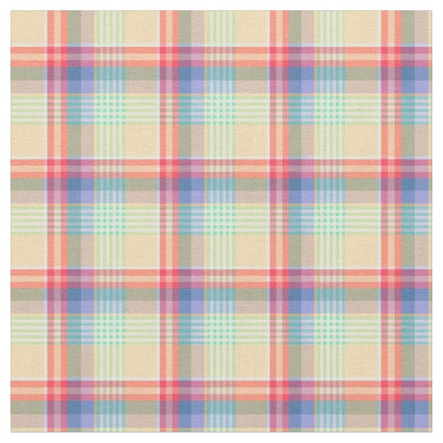 Pastel Girly Plaid Fabric (Close Up)