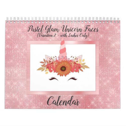 Pastel Glam Unicorn Faces Fun Modern 2021 Calendar