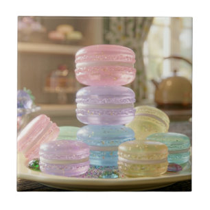 Pastel Glass Macaron Cookies Ceramic Tile