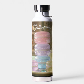 Pastel Glass Macaron Cookies Personalized  Water Bottle