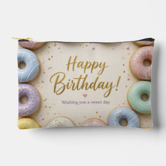 Pastel Glazed Donuts Gold Sprinkles Sweet Accessory Pouch