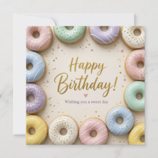 Pastel Glazed Donuts Gold Sprinkles Sweet Card