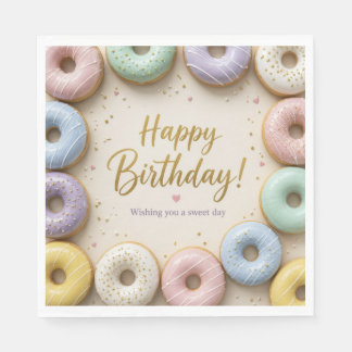 Pastel Glazed Donuts Gold Sprinkles Sweet Napkins