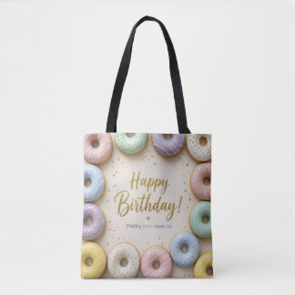 Pastel Glazed Donuts Gold Sprinkles Sweet Tote Bag