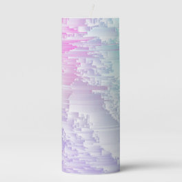 Pastel Glitch Pillar Candle