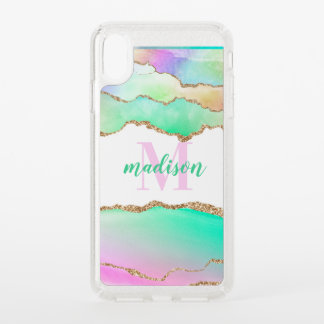 Pastel Glitter Agate Monogrammed  Speck iPhone XS Max Case