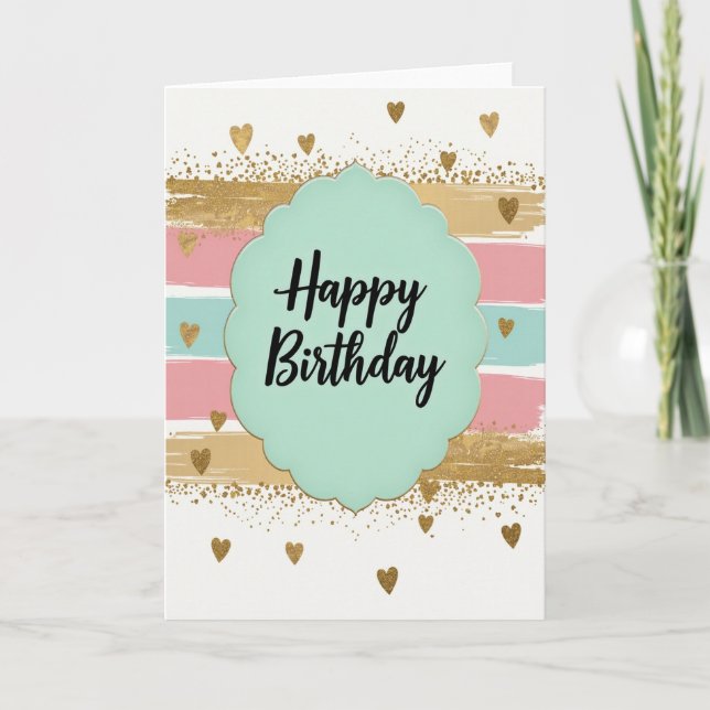 Pastel Glitter Birthday Card (Front)