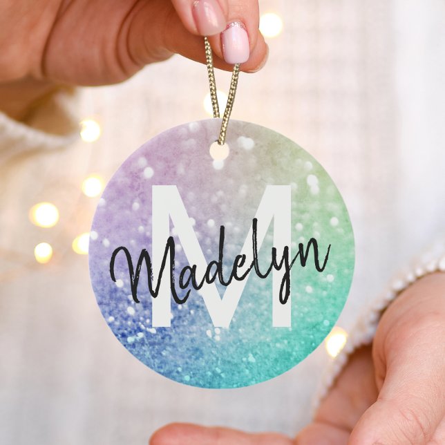 Pastel Glitter Bokeh BackgroundGlam Elegant Glitte Ceramic Ornament (Creator Uploaded)