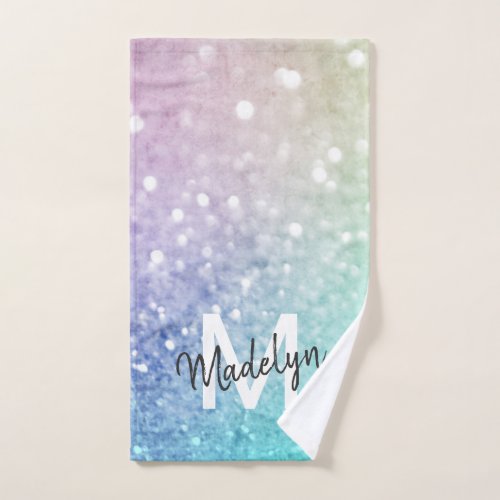 Pastel Glitter Bokeh BackgroundGlam Elegant Glitte Hand Towel