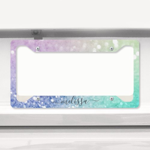 Pastel Glitter Bokeh BackgroundGlam Elegant Glitte License Plate Frame