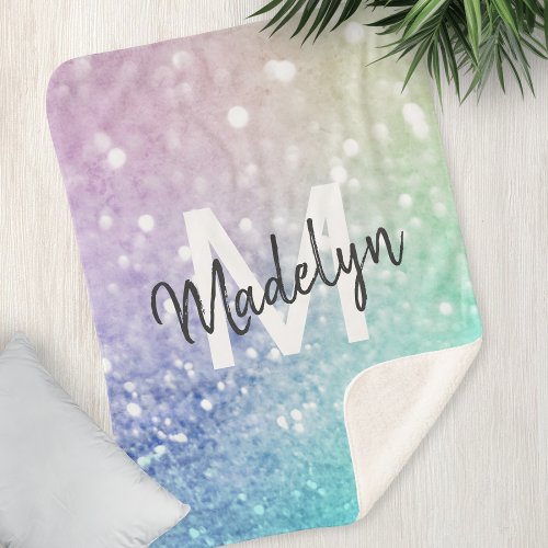 Pastel Glitter Bokeh BackgroundGlam Elegant Glitte Sherpa Blanket